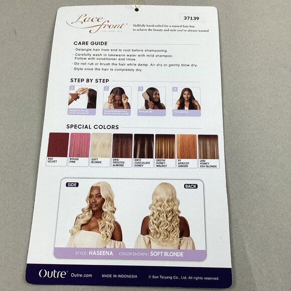 Haseena Long Wavy #Rouge Pink Synthetic Lace Front Wig - Picture 9 of 9